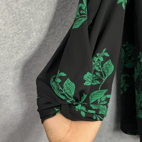 Worthington Top Womens Petite Large Dark Floral Wrap V-Neck Elegant Office‎ - Picture 5 of 14